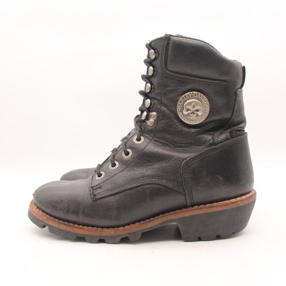 Harley Havidson Lace & Zip Motorcycle Biker Riding Boots Men\'s 11 Skull Vibram main image 5